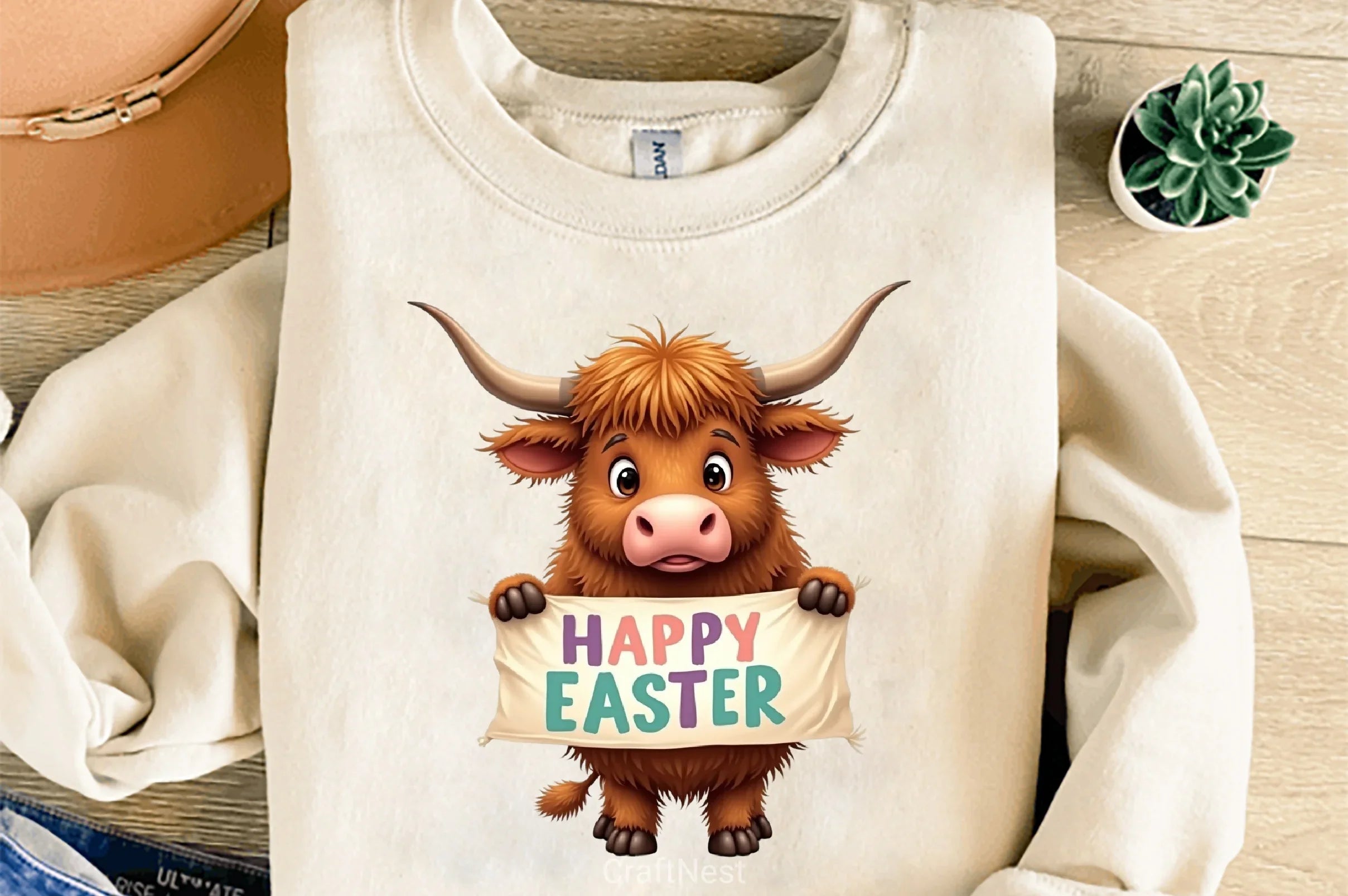 Highland Cow Easter Clipart Bundle 6 - CraftNest - Digital Crafting and Art