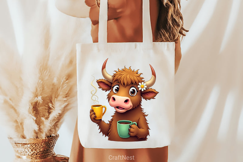Highland Cow Coffee Clipart Bundle - CraftNest - Digital Crafting and Art