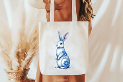 Easter Blue Floral Bunny Clipart Bundle - CraftNest - Digital Crafting and Art