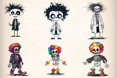 Funny Halloween Skeletons Clipart Bundle - CraftNest - Digital Crafting and Art