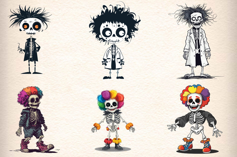 Funny Halloween Skeletons Clipart Bundle - CraftNest - Digital Crafting and Art