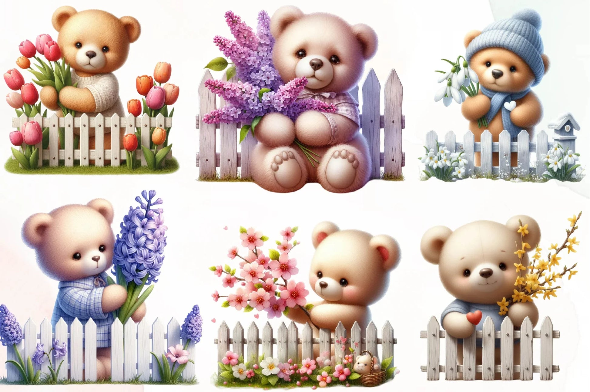 Cute Spring Bear Clipart Bundle - CraftNest - Digital Crafting and Art