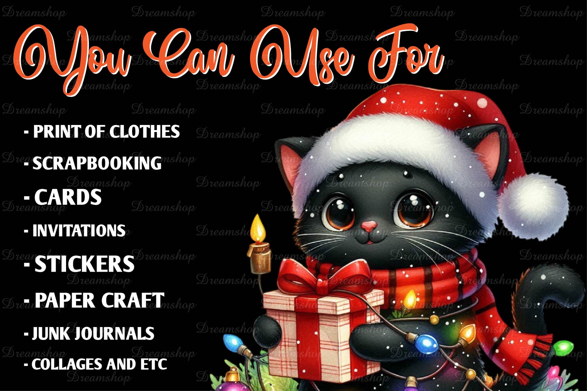 Funny Christmas Black Cat Clipart Bundle 3 - CraftNest - Digital Crafting and Art