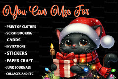 Funny Christmas Black Cat Clipart Bundle 3 - CraftNest - Digital Crafting and Art