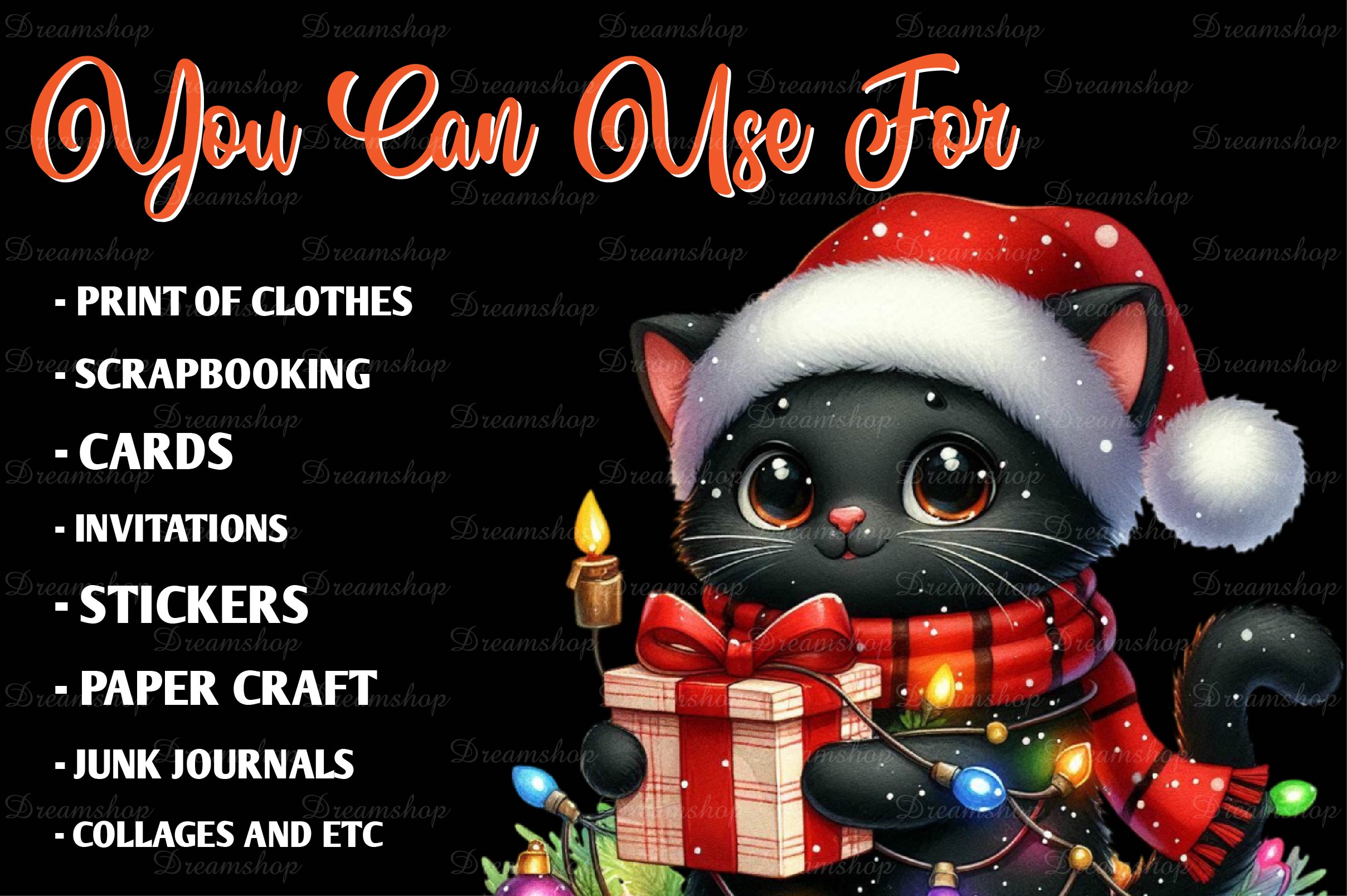Funny Christmas Black Cat Clipart Bundle 3 - CraftNest - Digital Crafting and Art