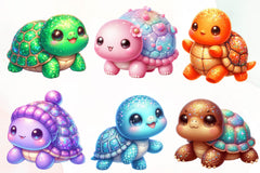 Cute Baby Turtle Clipart Bundle - CraftNest - Digital Crafting and Art
