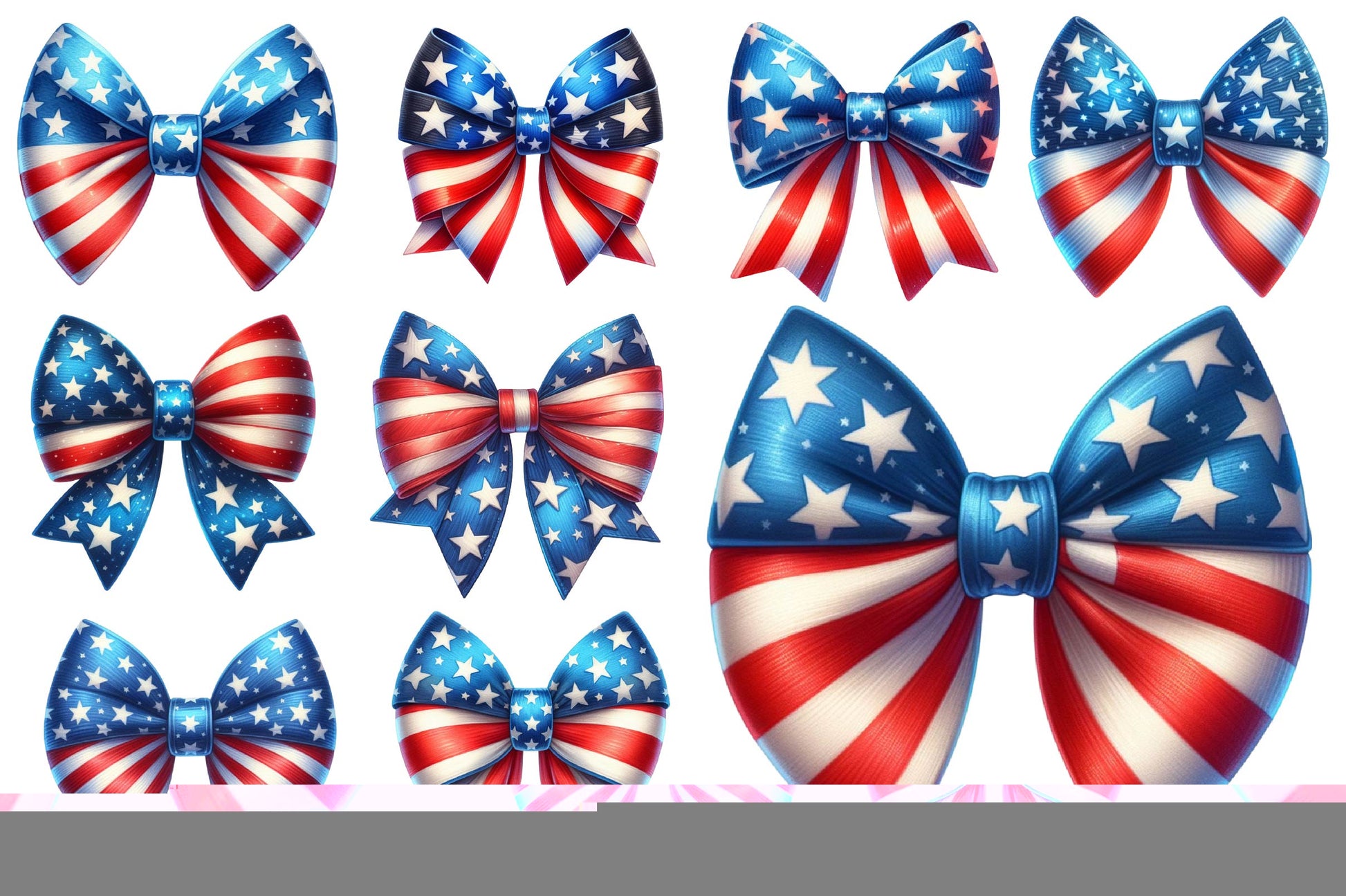 4th Of July Big Bow Ribbon Clipart Bundle - CraftNest - Digital Crafting and Art