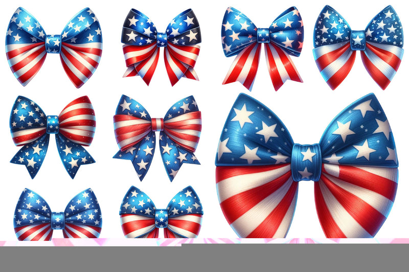 4th Of July Big Bow Ribbon Clipart Bundle - CraftNest - Digital Crafting and Art