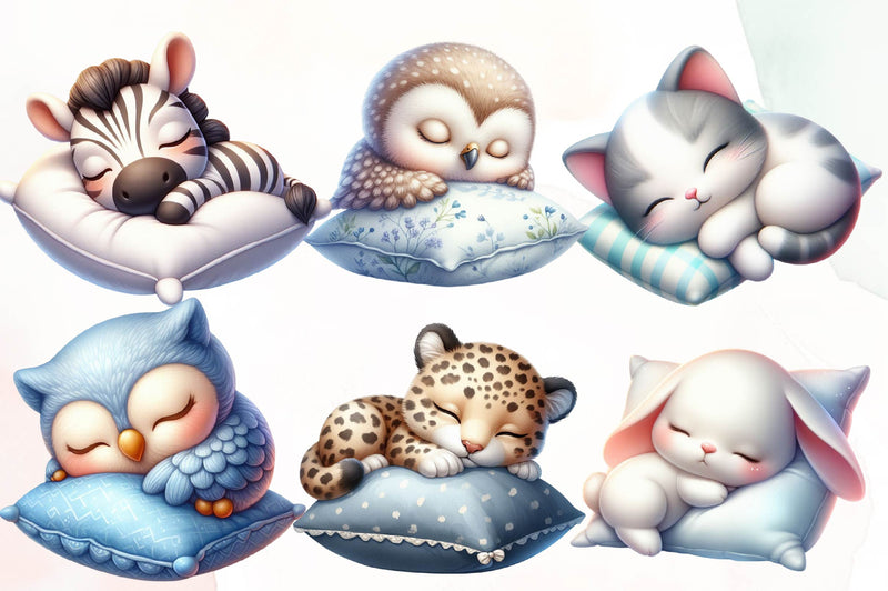 Cute Sleeping Animals Clipart Bundle - CraftNest - Digital Crafting and Art