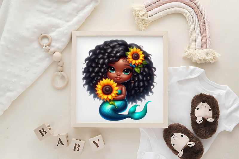 Cute Floral Mermaid Clipart Bundle - CraftNest - Digital Crafting and Art