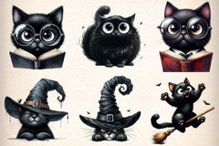 Funny Black Cats Clipart Bundle 1 - CraftNest - Digital Crafting and Art