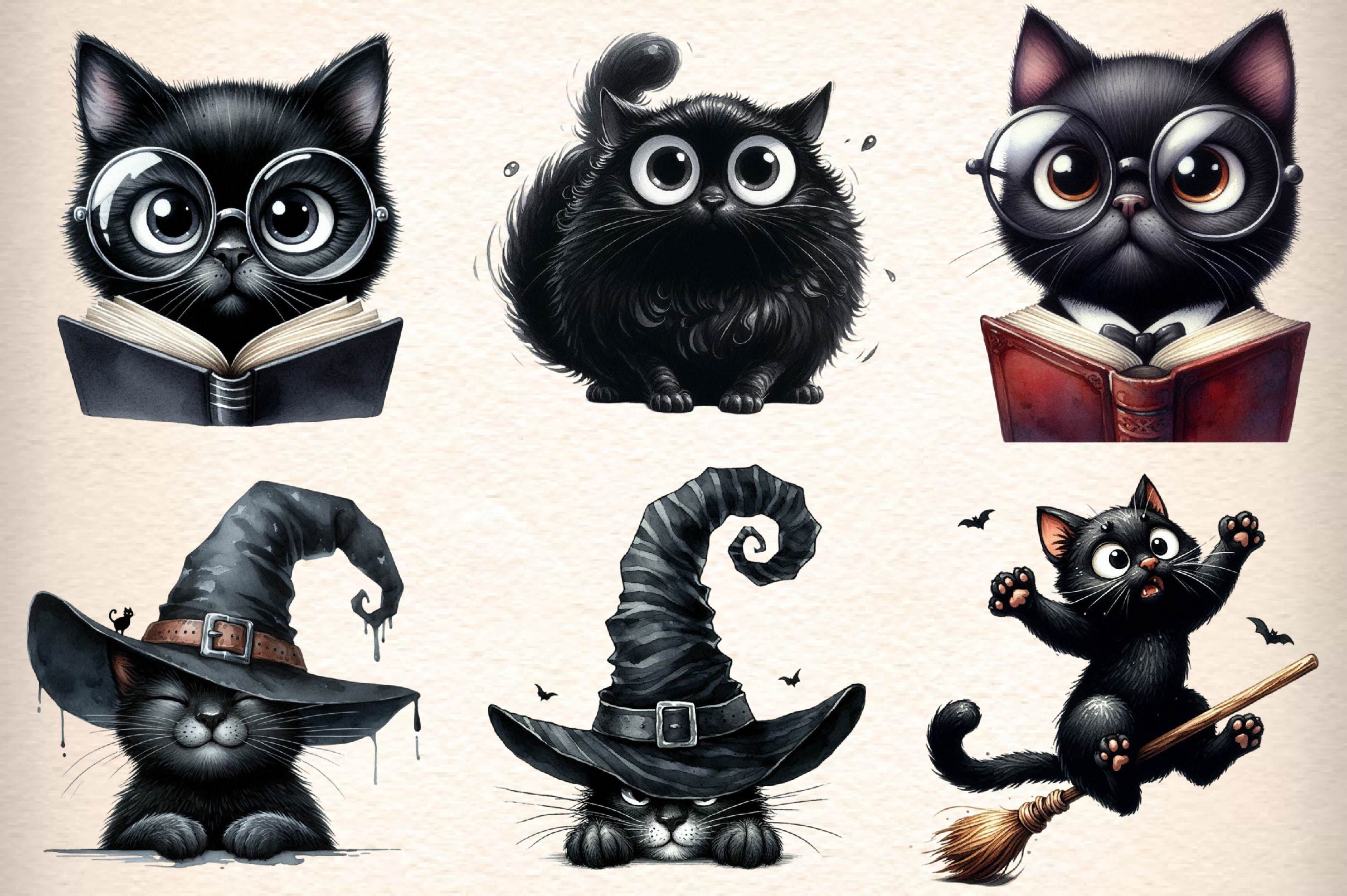 Funny Black Cats Clipart Bundle 1 - CraftNest - Digital Crafting and Art