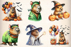 Vintage Halloween Capybara Clipart Bundle - CraftNest - Digital Crafting and Art