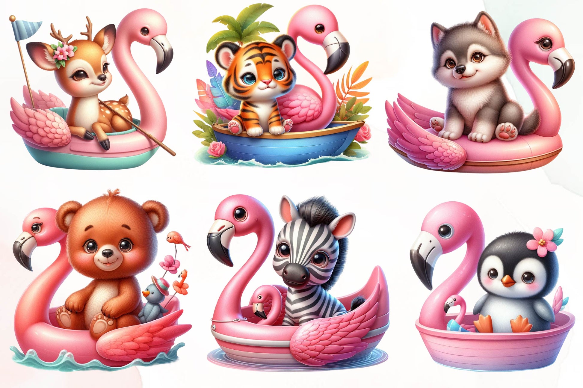 Flamingo Boat Animals Clipart Bundle - CraftNest - Digital Crafting and Art