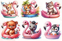 Flamingo Boat Animals Clipart Bundle - CraftNest - Digital Crafting and Art