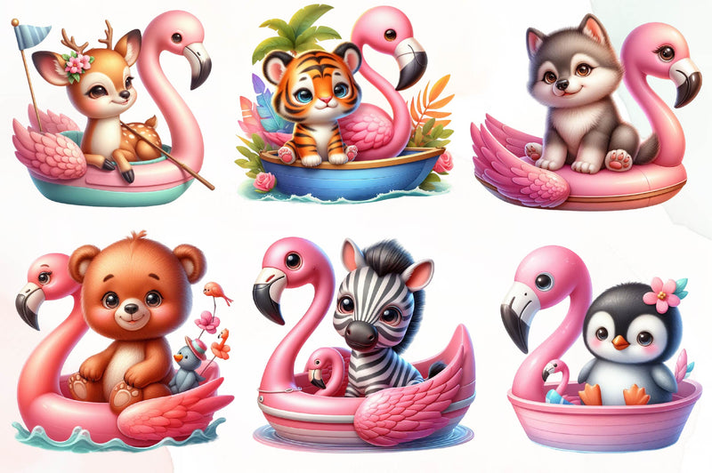 Flamingo Boat Animals Clipart Bundle - CraftNest - Digital Crafting and Art