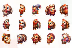 Turkey Peeking Around Corner Clipart Bundle - CraftNest - Digital Crafting and Art