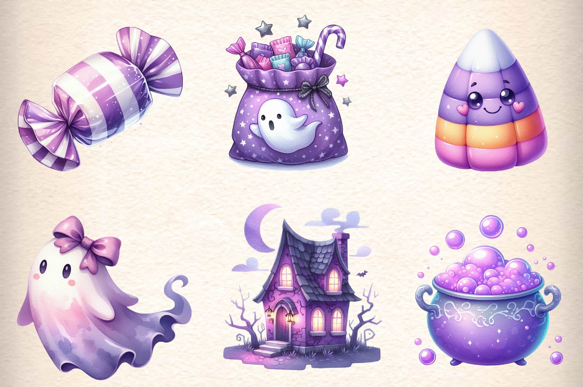 Pastel Purple Halloween Clipart Bundle - CraftNest - Digital Crafting and Art
