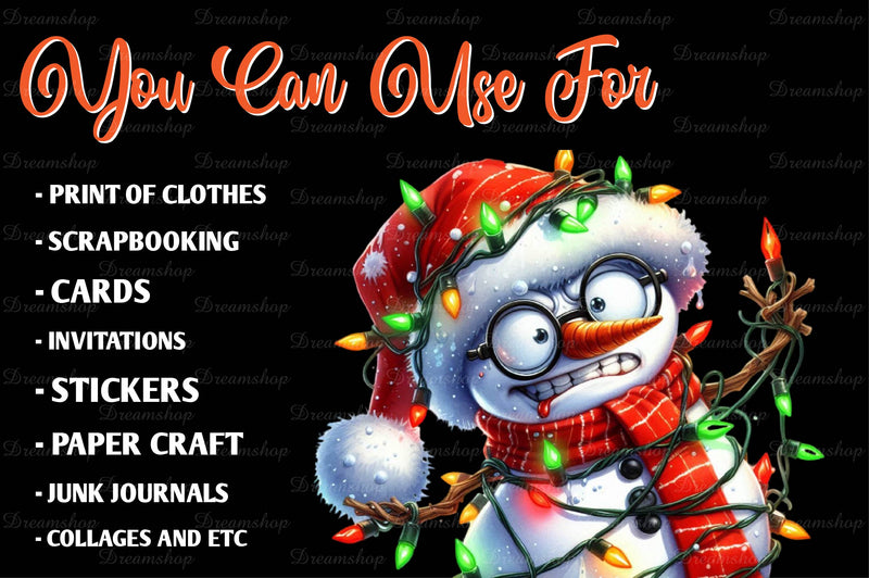 Funny Christmas Snowman Clipart Bundle - CraftNest - Digital Crafting and Art