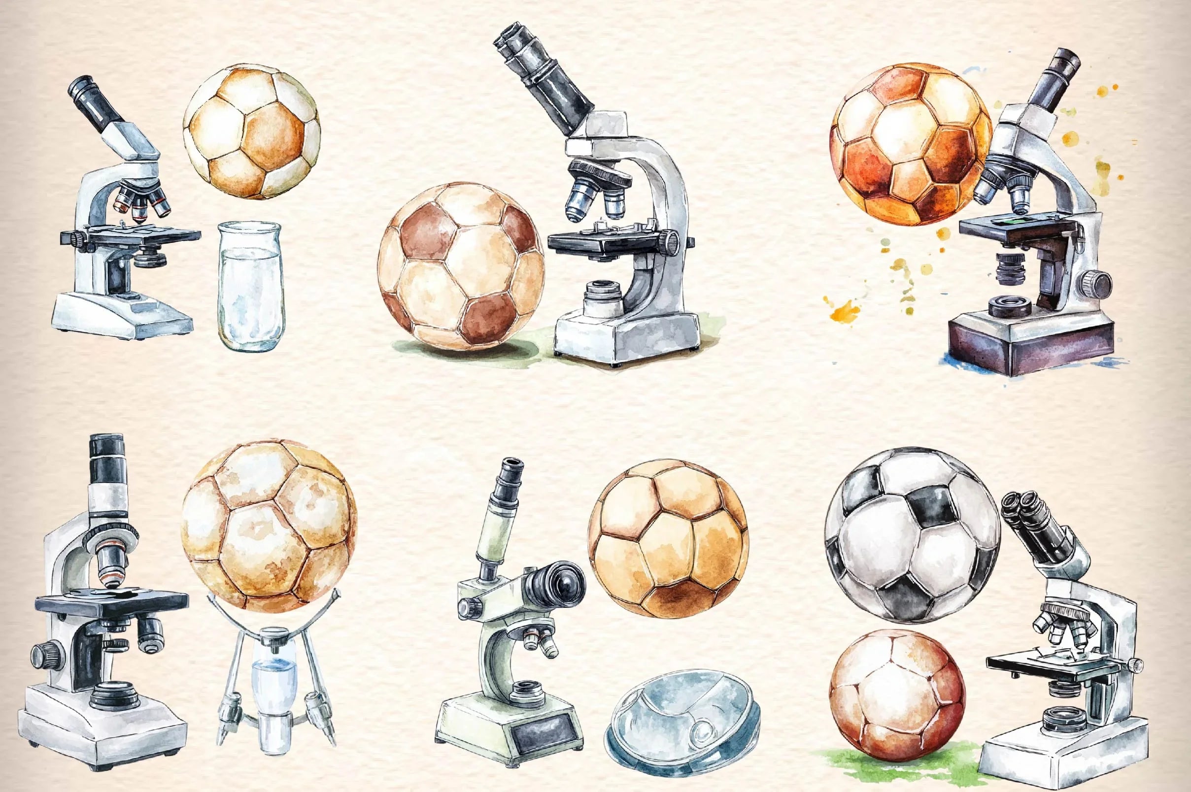 Microscope Ball Clipart Bundle