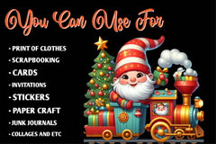 Christmas Train With Gnomes Clipart Bundle - CraftNest - Digital Crafting and Art