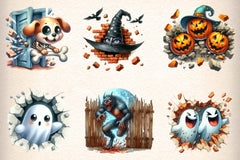 Funny Halloween Break Through Clipart Bundle - CraftNest - Digital Crafting and Art