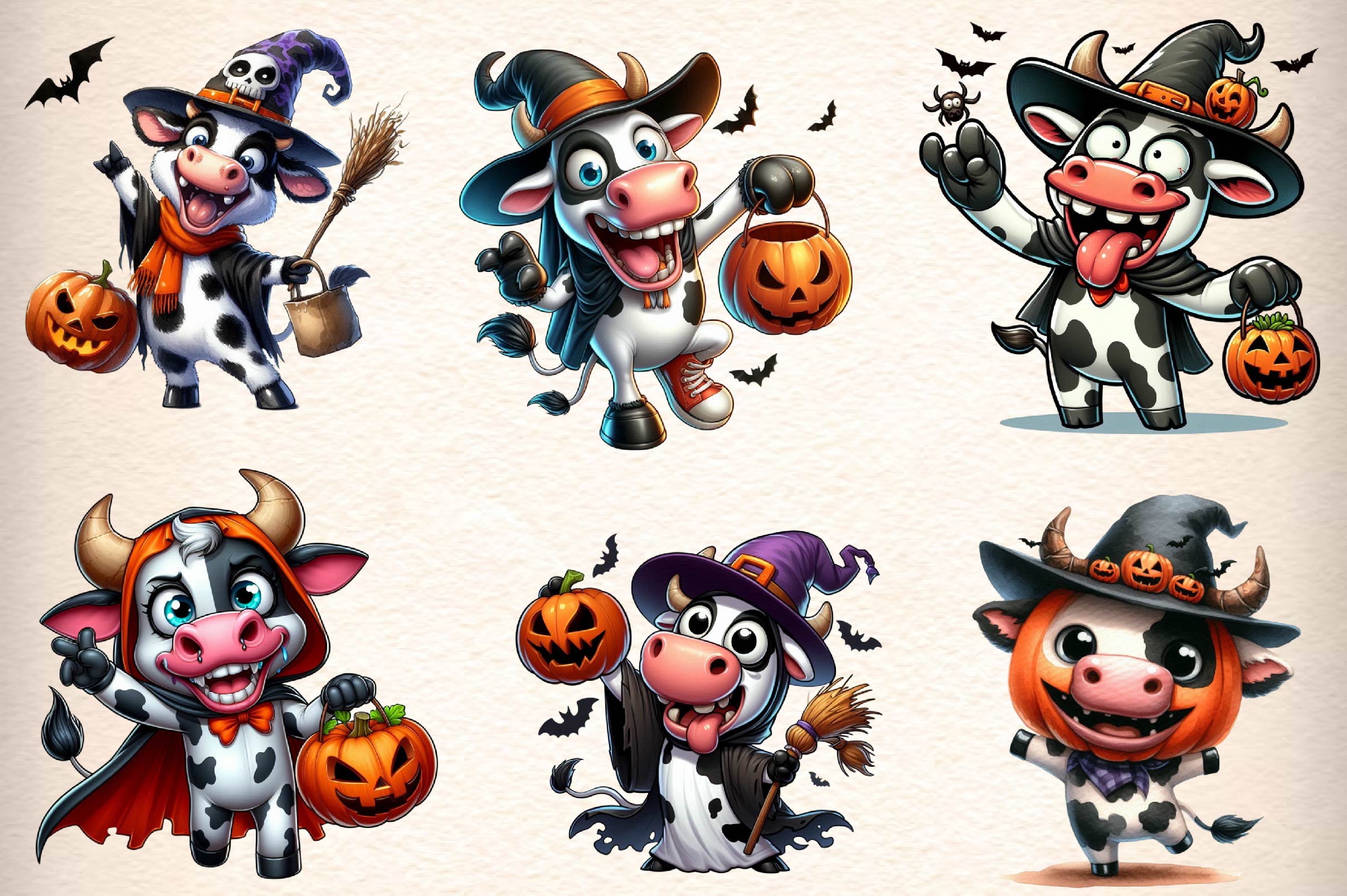 Halloween Cow Clipart Bundle - CraftNest - Digital Crafting and Art