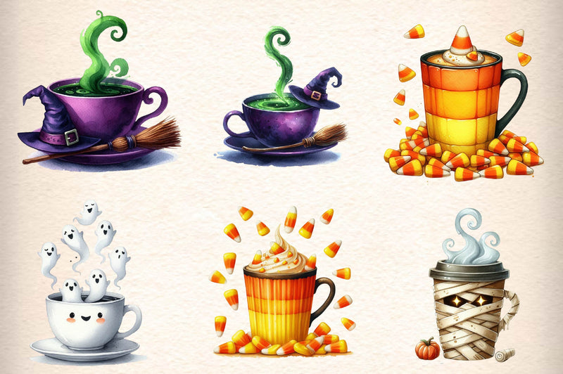 Halloween Coffee Cup Clipart Bundle 1 - CraftNest - Digital Crafting and Art