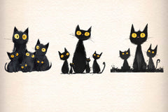 Whimsical Black Cat Clipart Bundle 1 - CraftNest - Digital Crafting and Art
