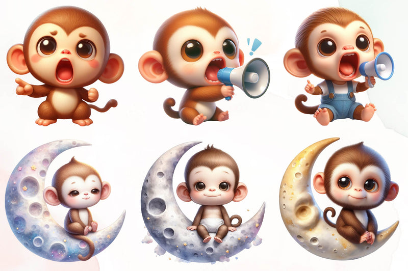 Funny Monkey Clipart Bundle 1 - CraftNest - Digital Crafting and Art