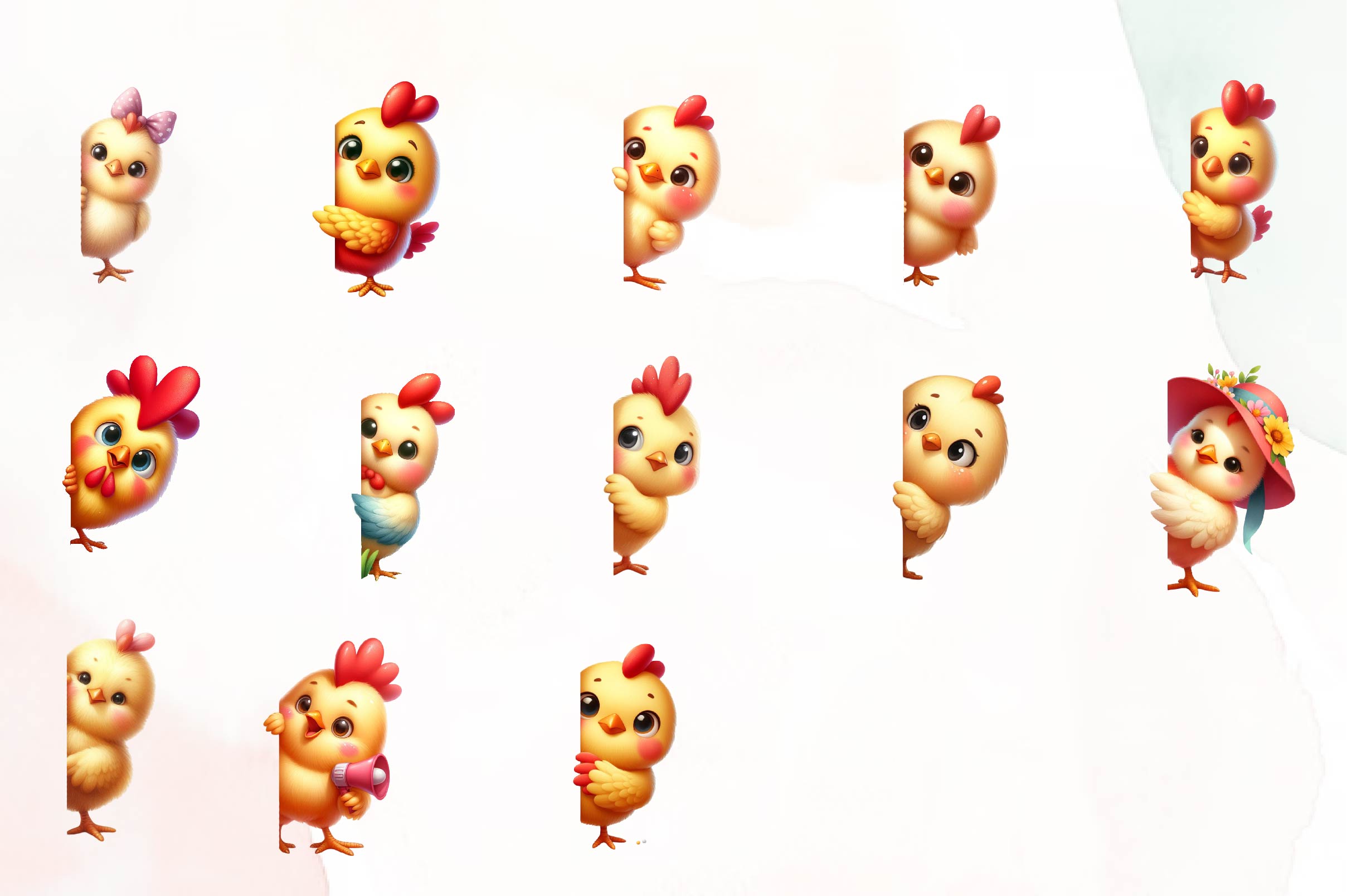 Chick Peeking Around Corner Clipart Bundle - CraftNest - Digital Crafting and Art