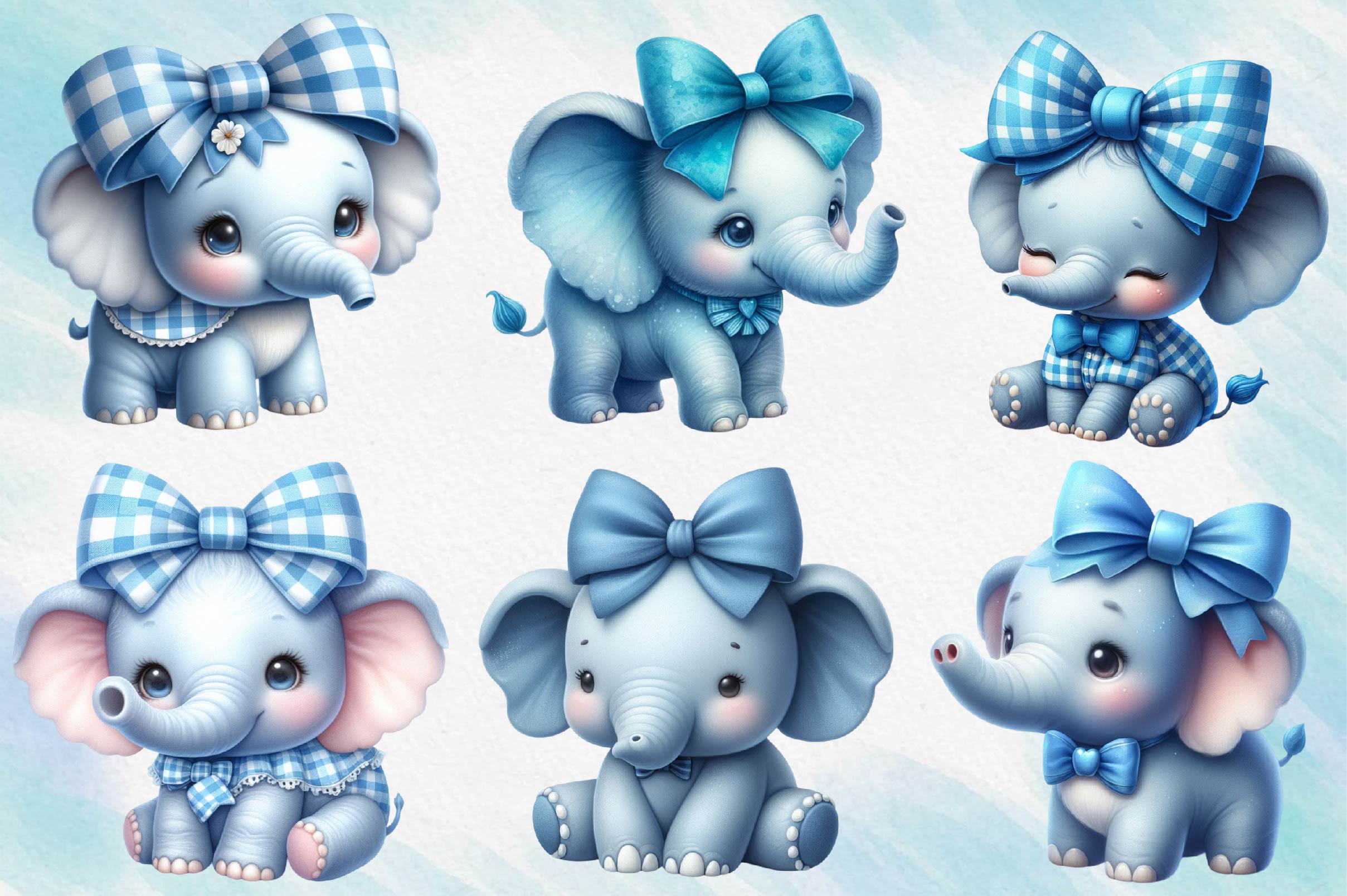 Blue Baby Elephant Bundle Clipart Bundle - CraftNest - Digital Crafting and Art