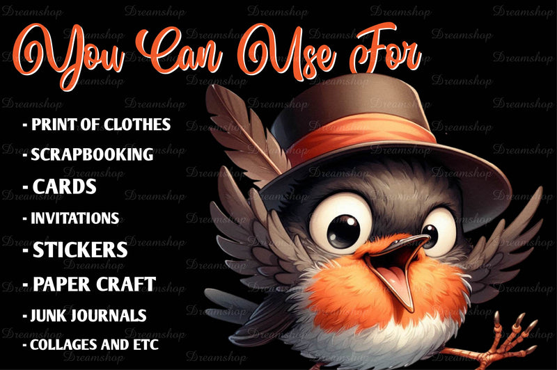 Funny American Robin Bird Clipart Bundle - CraftNest - Digital Crafting and Art