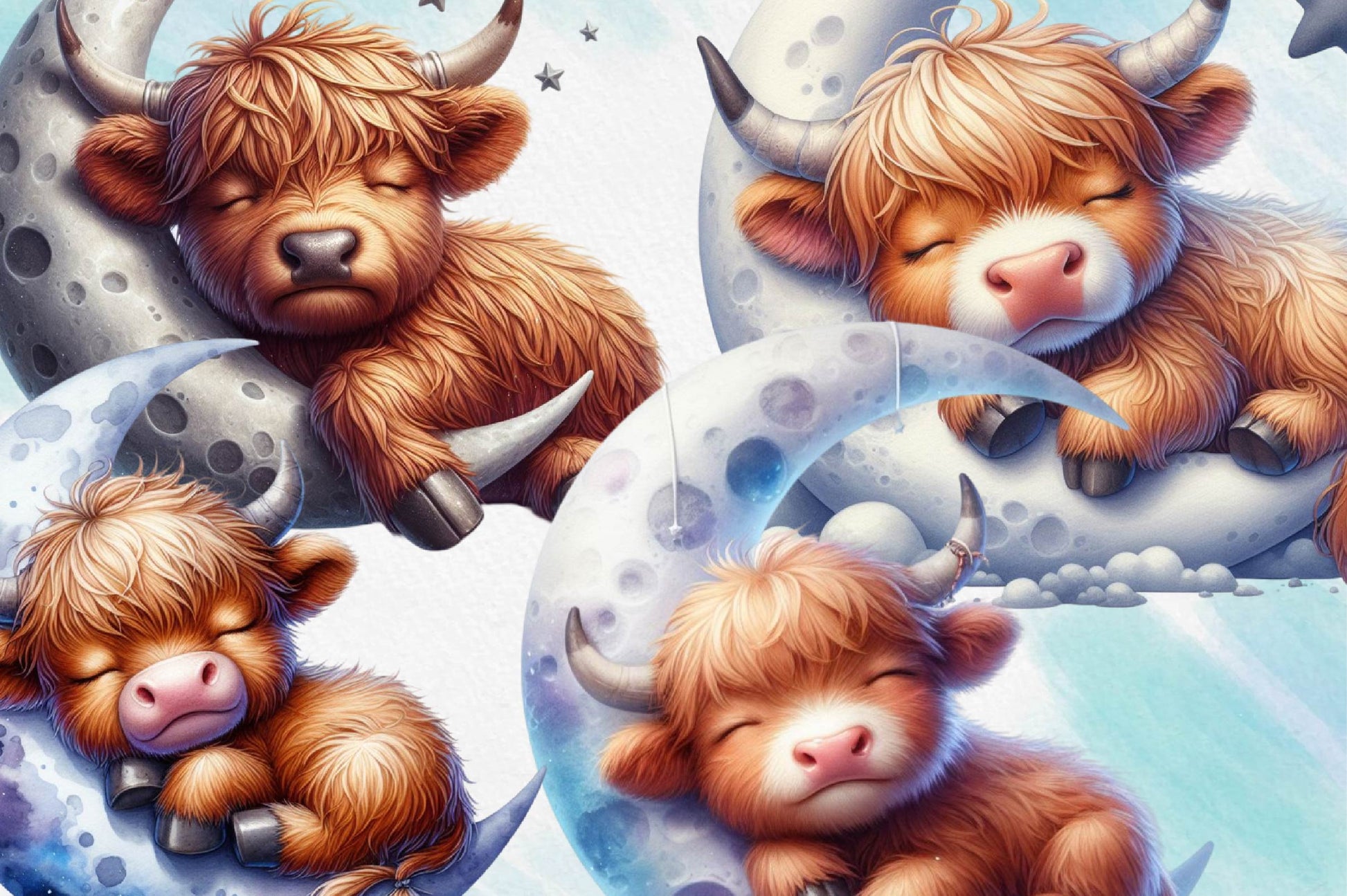 Sleeping Highland Cow Clipart Bundle - CraftNest - Digital Crafting and Art