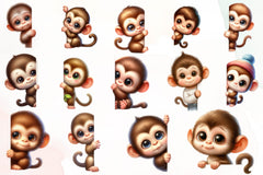 Monkey Peeking Around Corner Clipart Bundle - CraftNest - Digital Crafting and Art