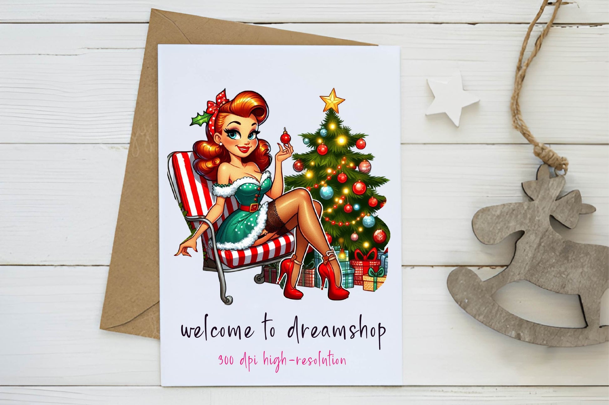 Vintage Pin Up Girl Christmas Clipart Bundle - CraftNest - Digital Crafting and Art