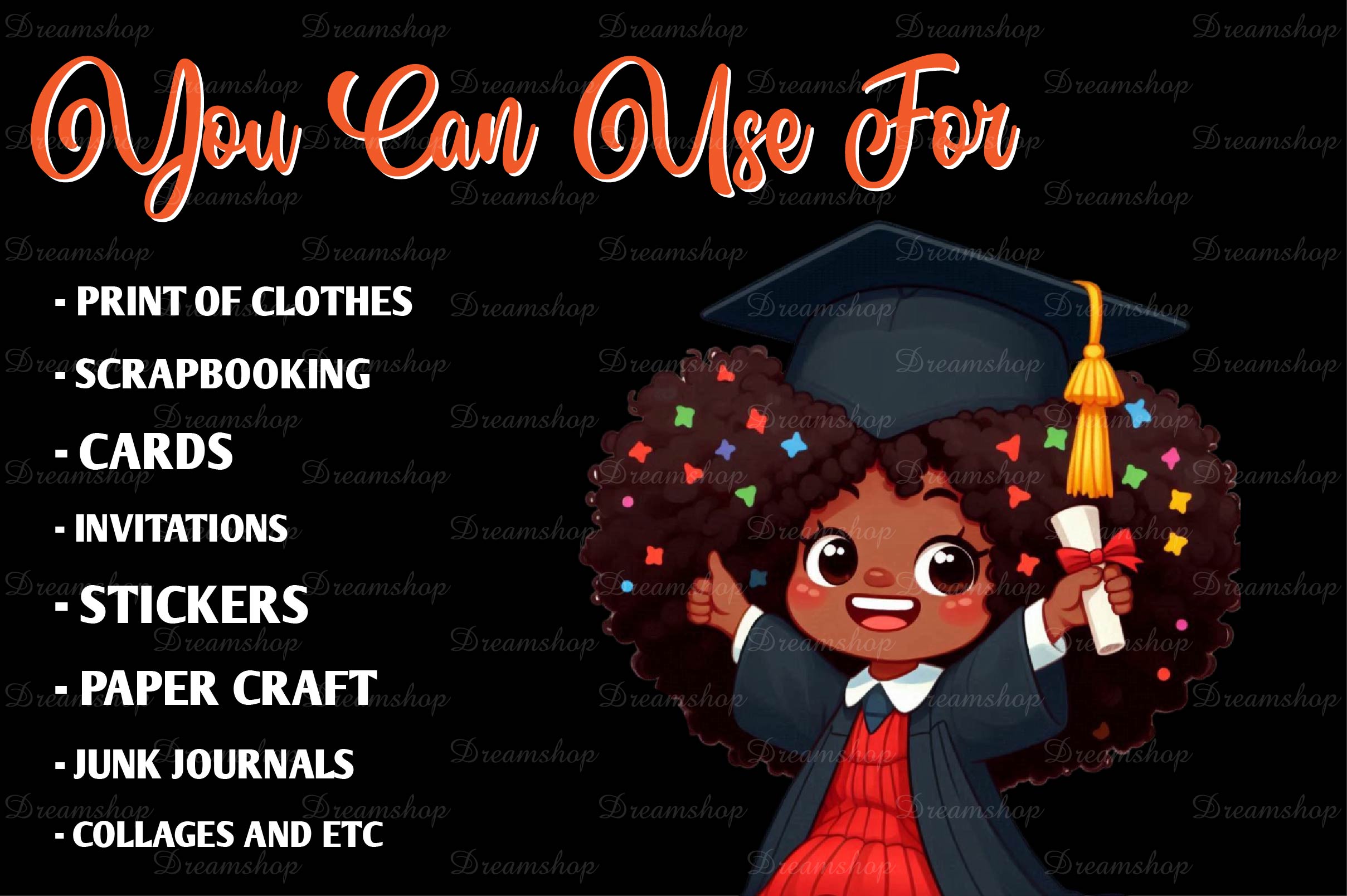 Girl Afro Graduation Clipart Bundle - CraftNest - Digital Crafting and Art