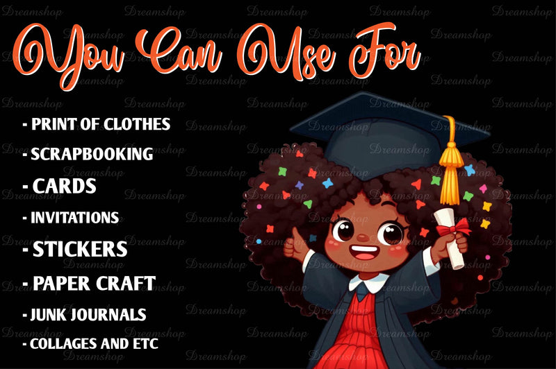 Girl Afro Graduation Clipart Bundle - CraftNest - Digital Crafting and Art