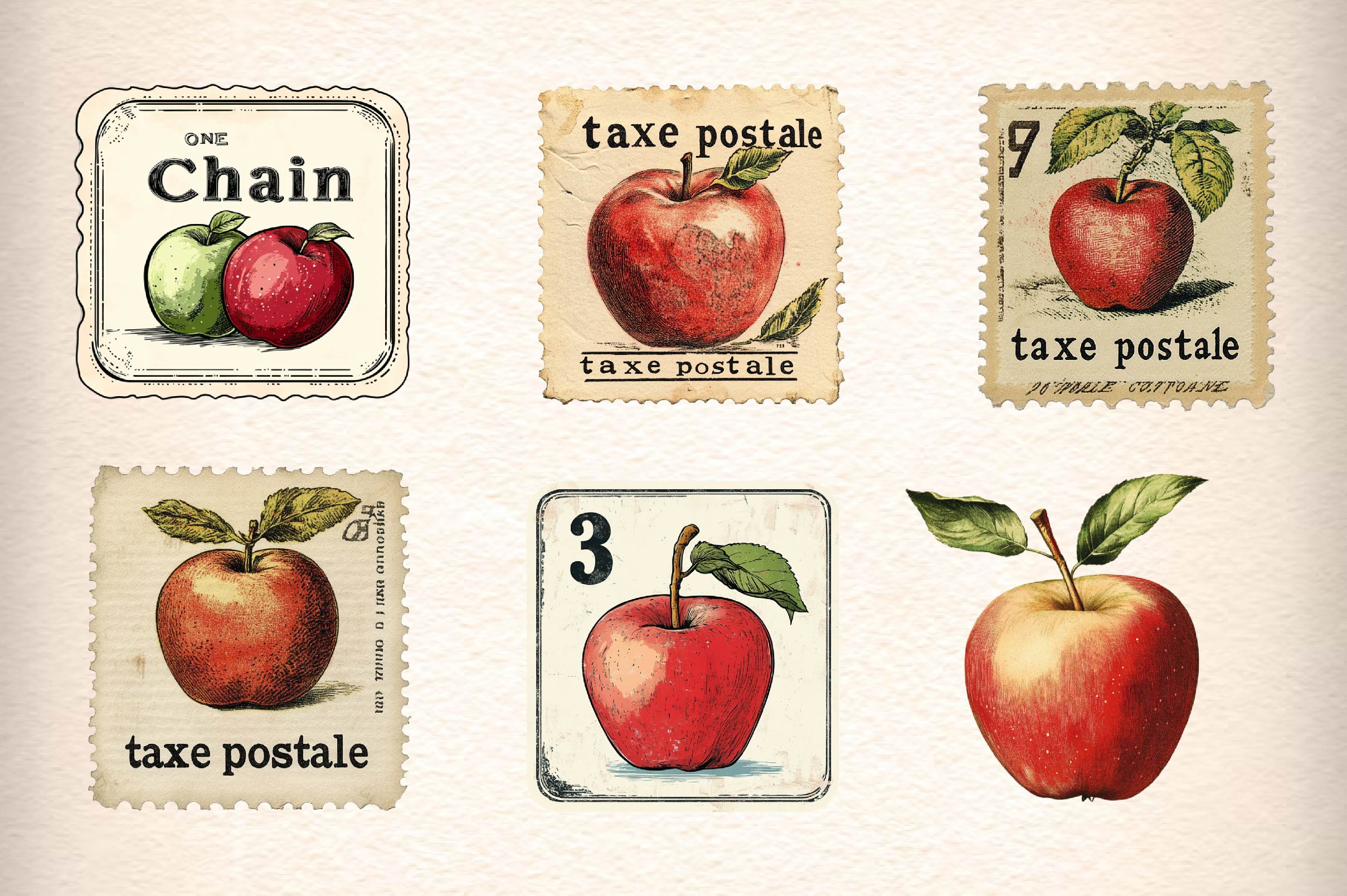 Vintage Apple Clipart Bundle - CraftNest - Digital Crafting and Art