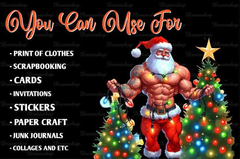 Body Builder Claus Santa Clipart Bundle - CraftNest - Digital Crafting and Art
