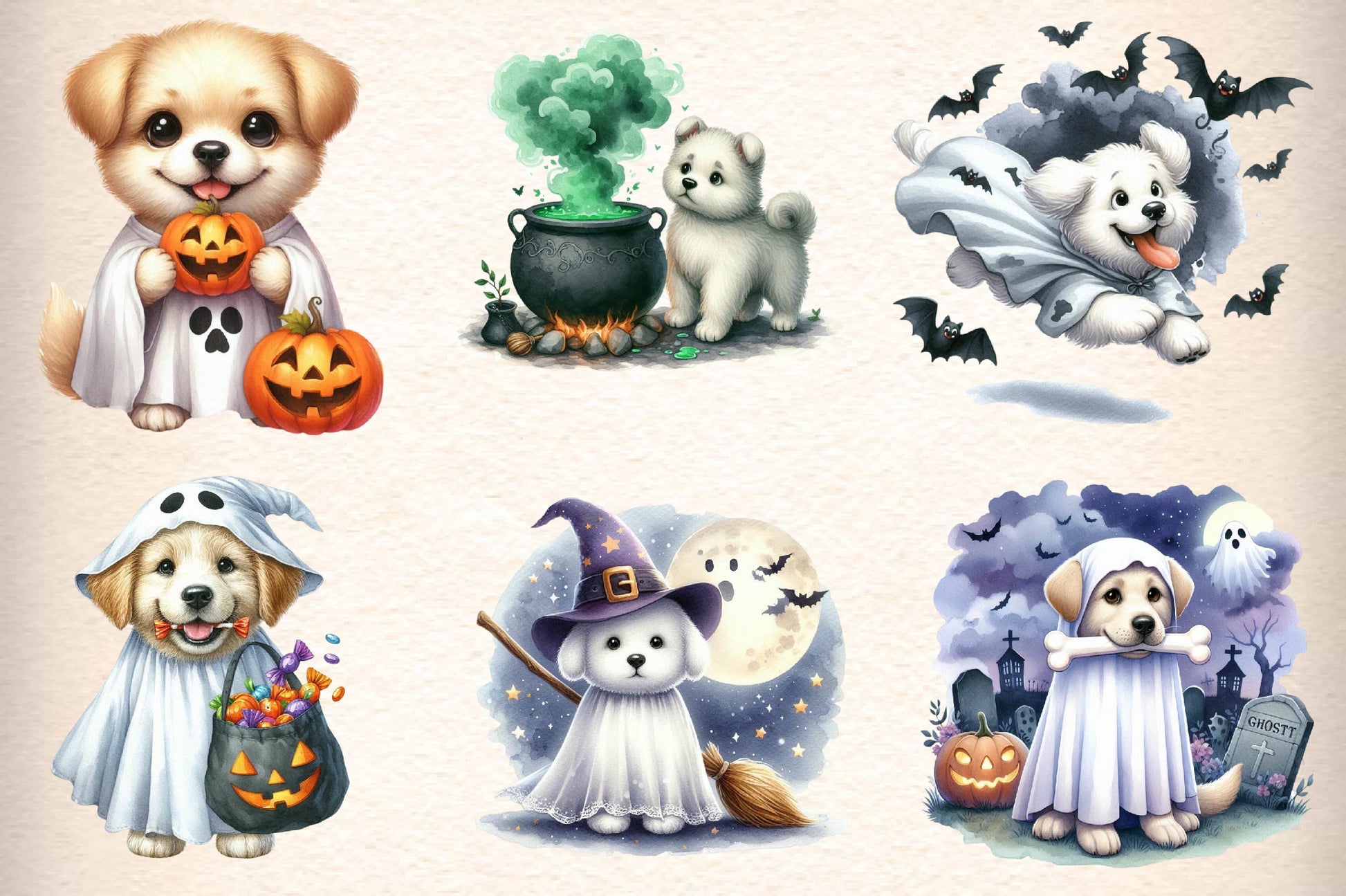 Halloween Ghost Dogs Clipart Bundle - CraftNest - Digital Crafting and Art