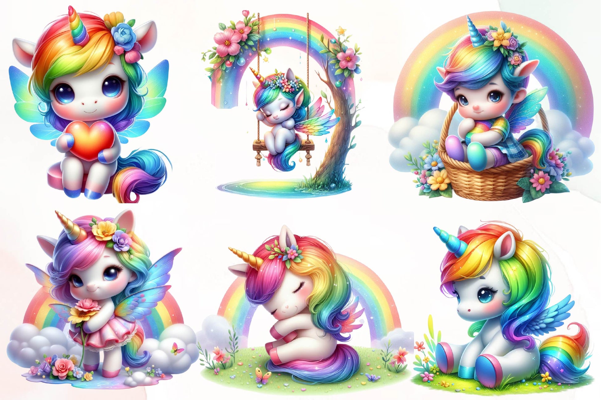 Cute Fairy Unicorn Clipart Bundle 1 - CraftNest - Digital Crafting and Art