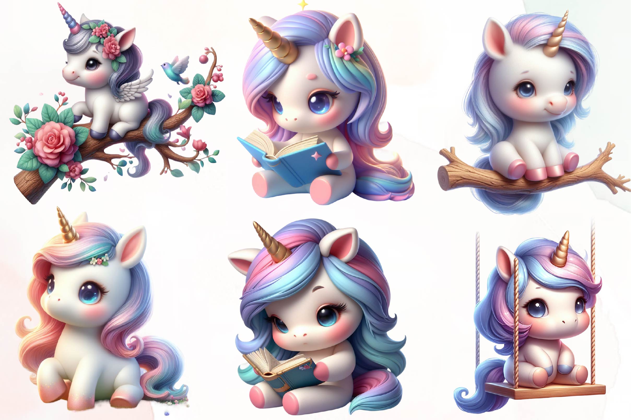 Cute Unicorn Clipart Bundle 2 - CraftNest - Digital Crafting and Art