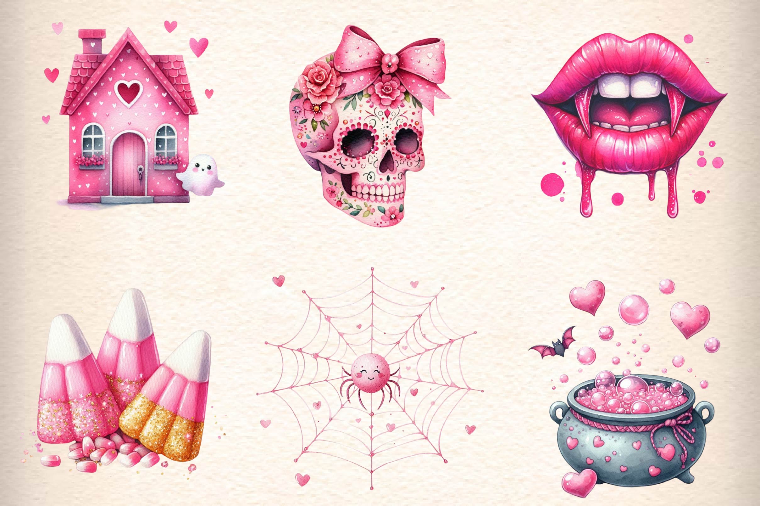 Pink Halloween Pumpkin Clipart Bundle - CraftNest - Digital Crafting and Art