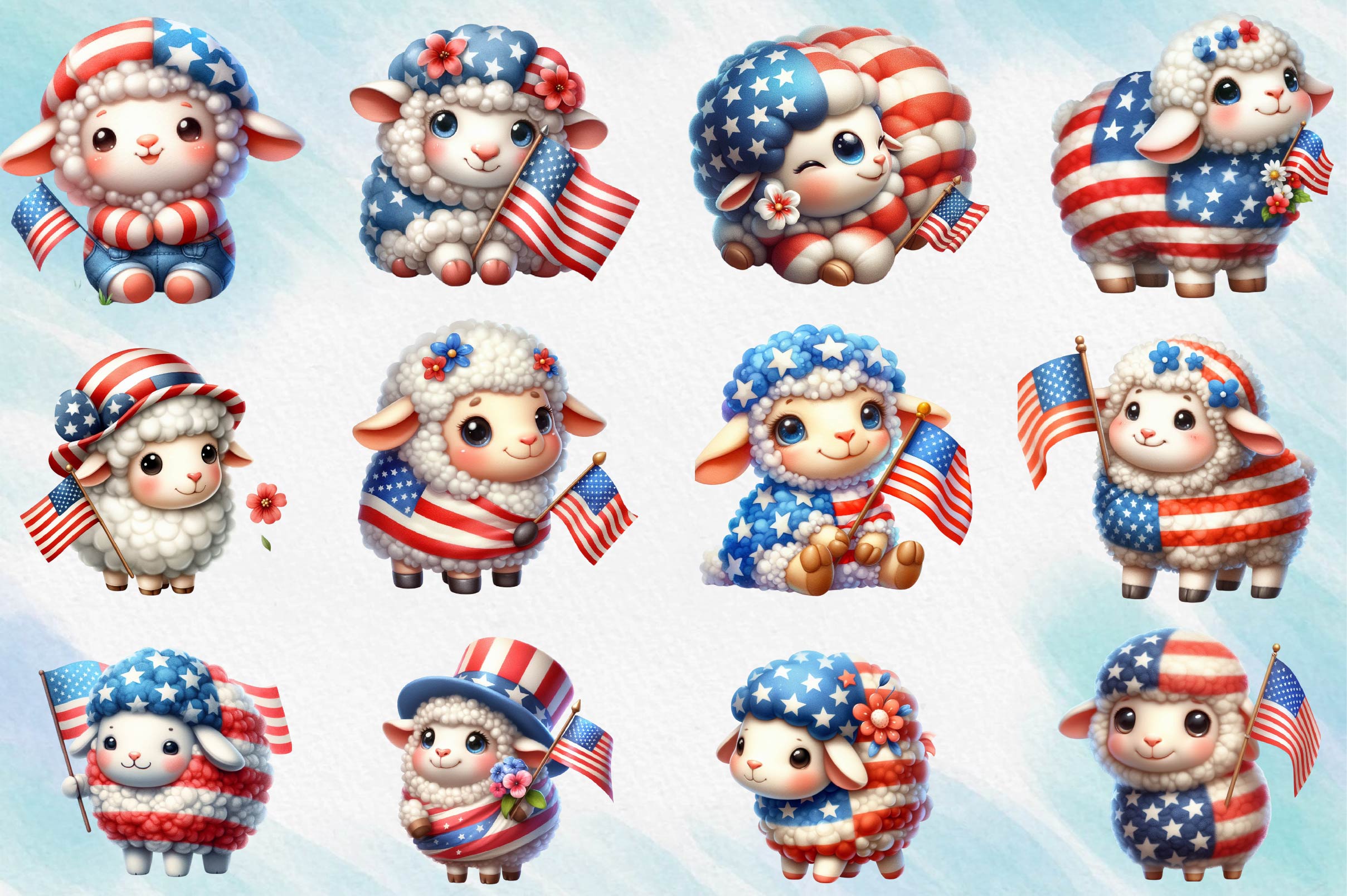 Patriotic Sheep Clipart Bundle - CraftNest - Digital Crafting and Art