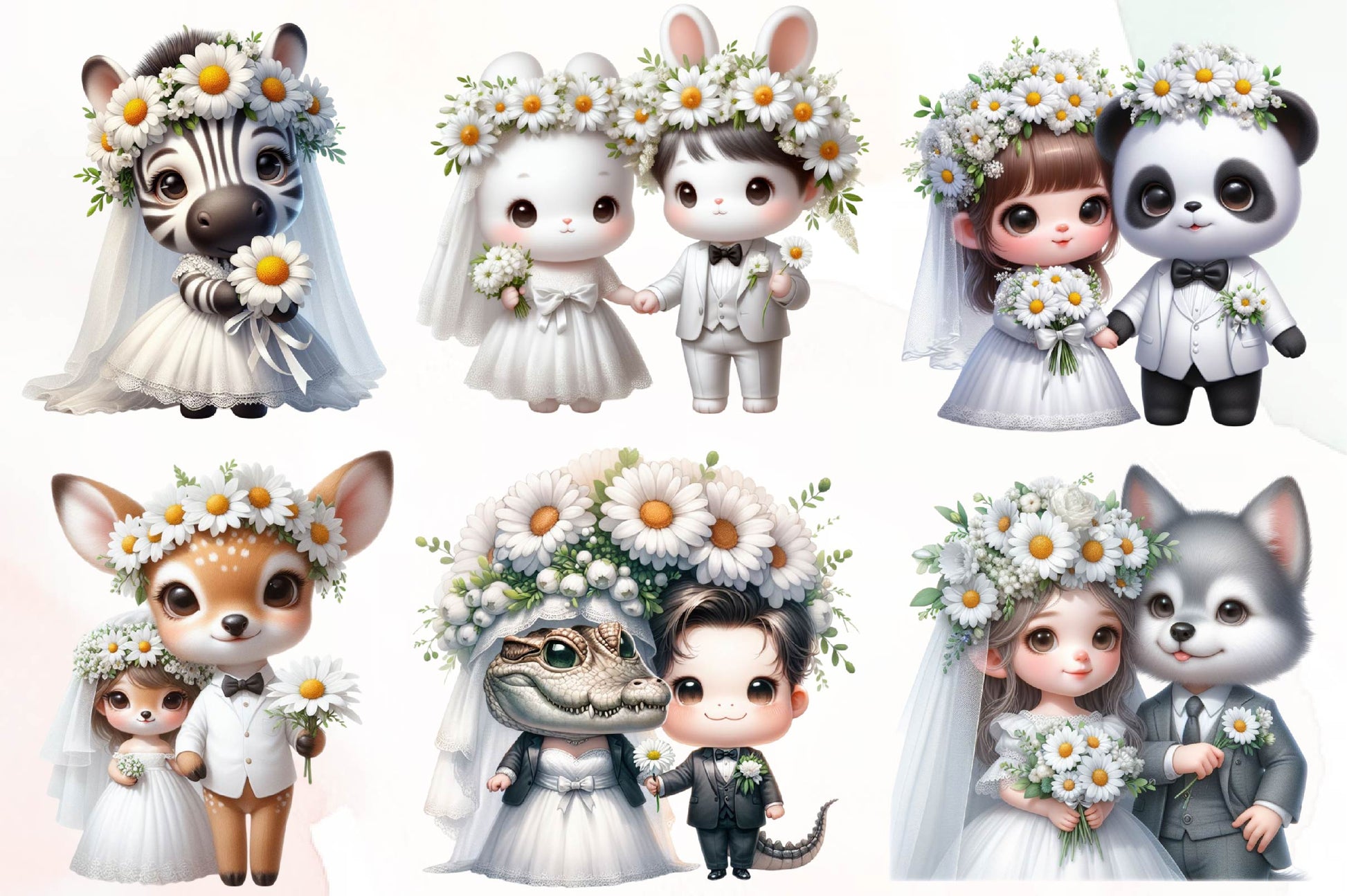 Cute Bride Groom Animals Clipart Bundle - CraftNest - Digital Crafting and Art