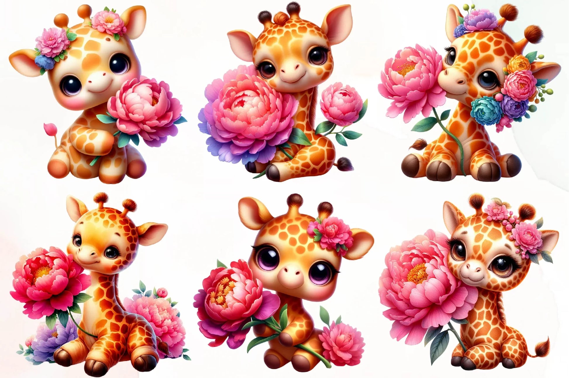 Giraffe Spring Flowers Clipart Bundle 1 - CraftNest - Digital Crafting and Art