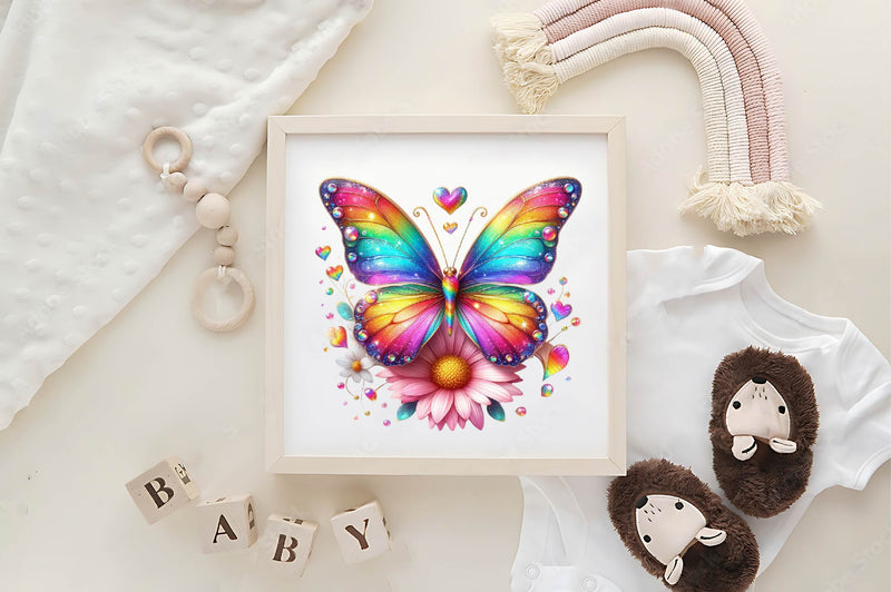 Glitter Rainbow Butterfly Clipart Bundle - CraftNest - Digital Crafting and Art