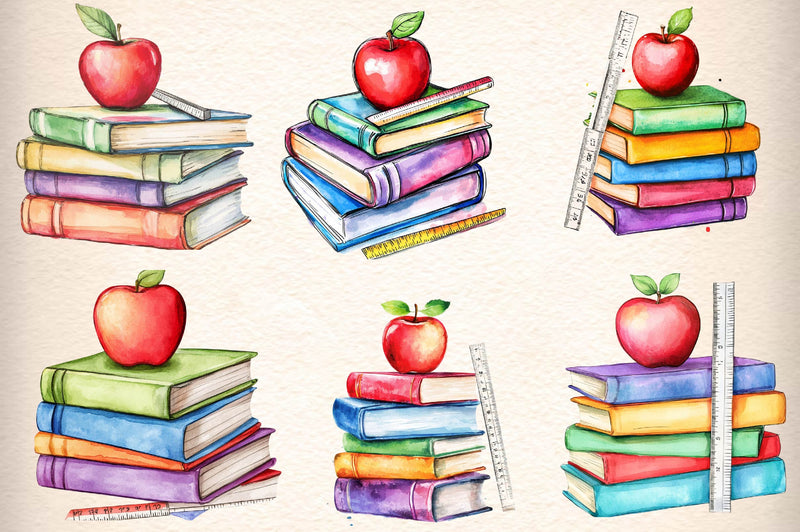 Books Stacks Clipart Bundle - CraftNest - Digital Crafting and Art