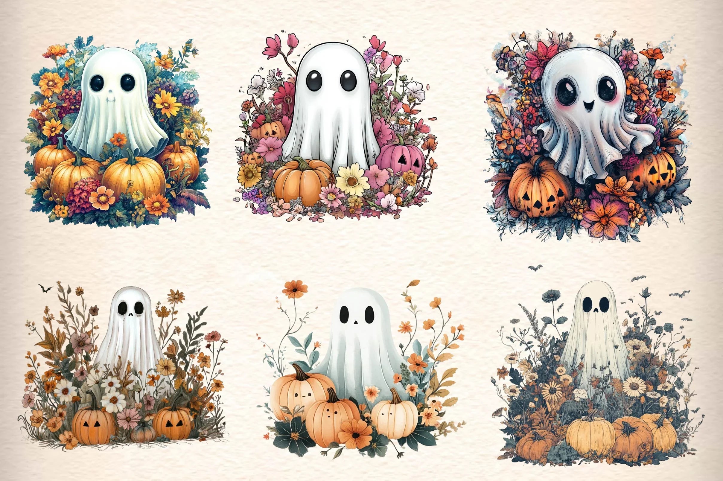 Halloween Ghost Clipart Bundle - CraftNest - Digital Crafting and Art